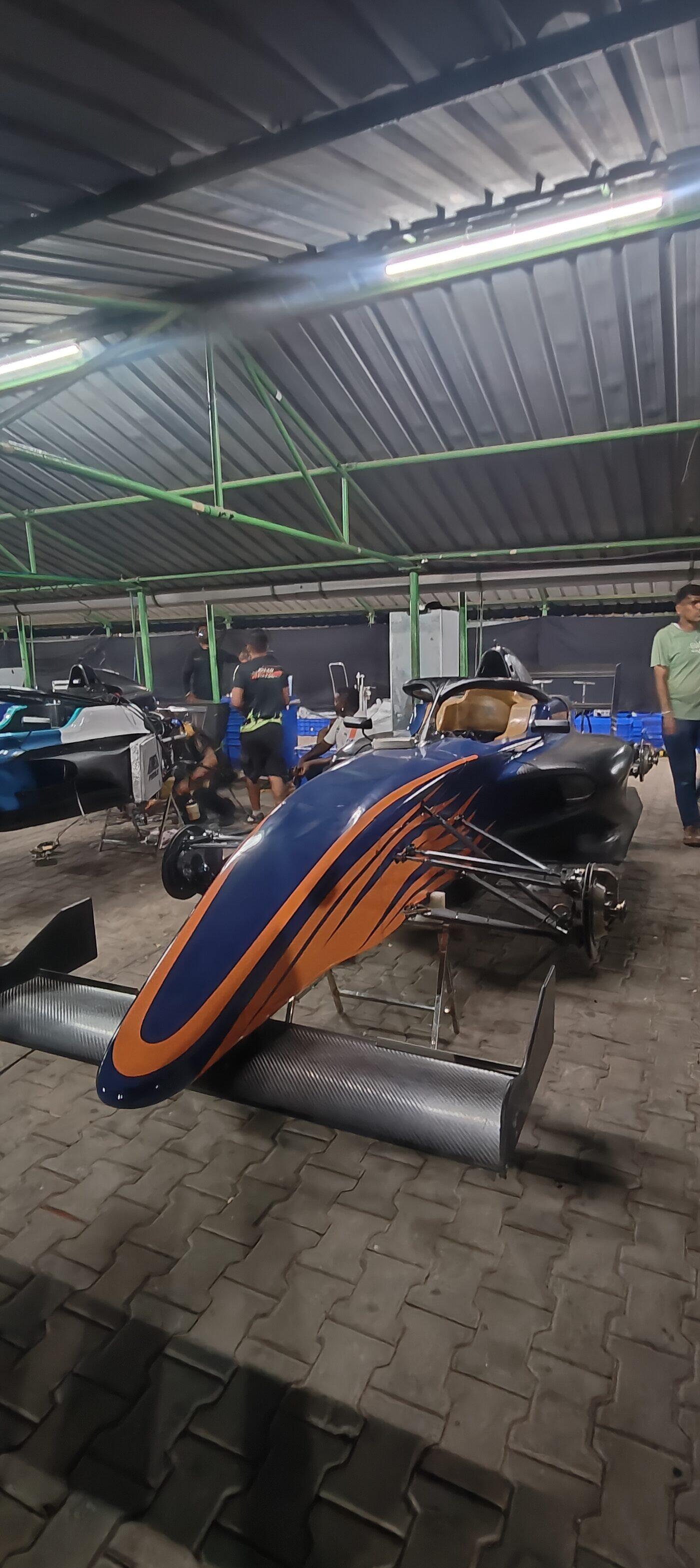 F4 car in the workshop garage during preparation