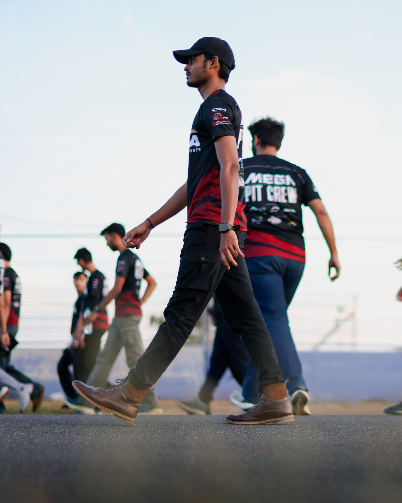 Track walk with the MEGA 2026 group at Kari Motor Speedway at dusk