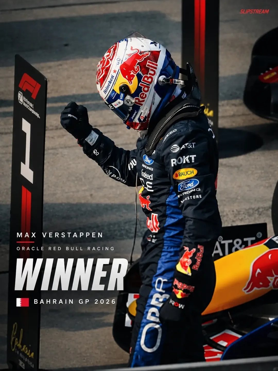 Graphic: Max Verstappen, Oracle Red Bull Racing, winner of the Bahrain GP 2026
